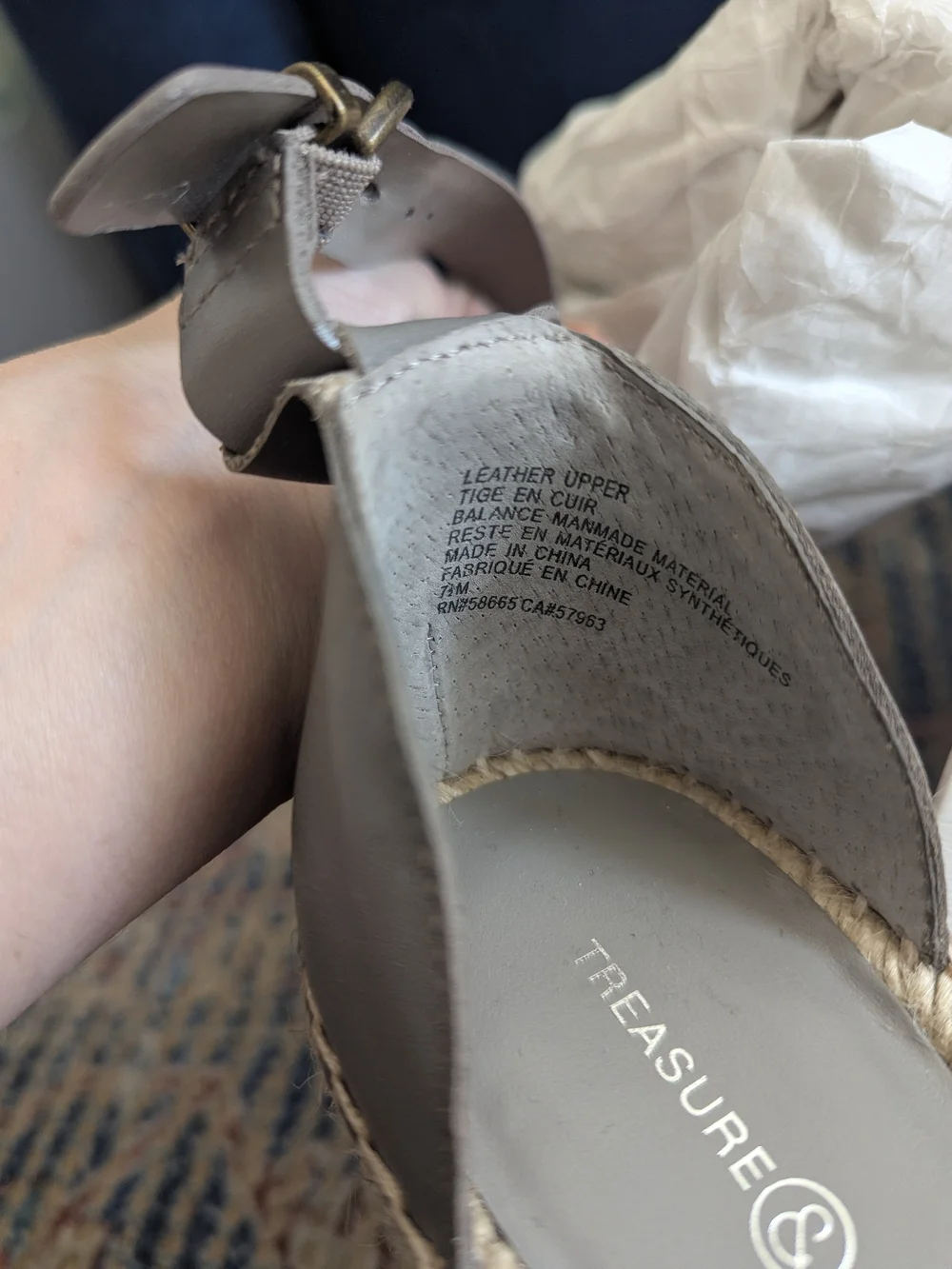 Treasure & Bond Sanibel Platform Wedge Sandal Gray & Tan US 7.5